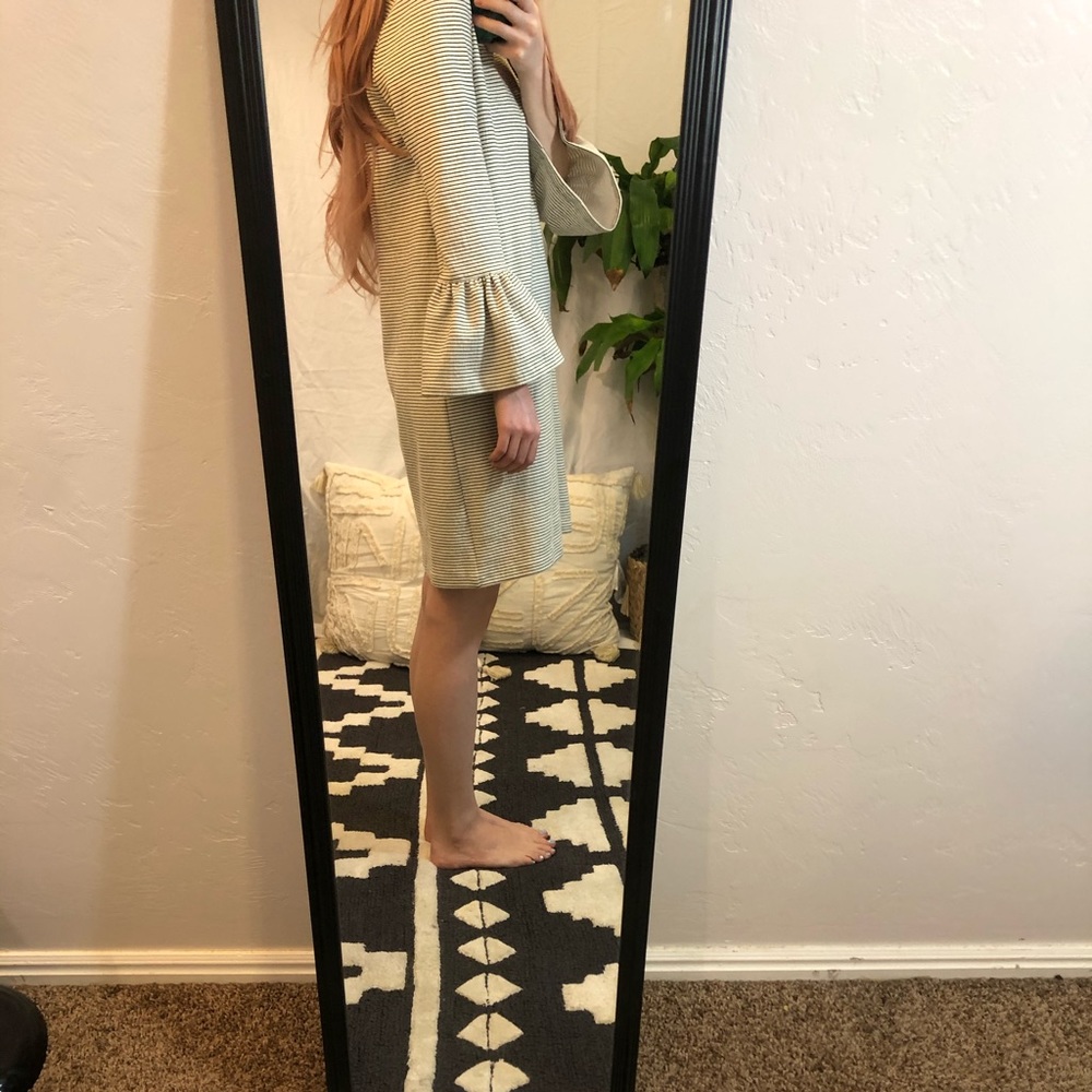 Jcrew black and white stripe dress bell sleeve - Picture 3 of 4